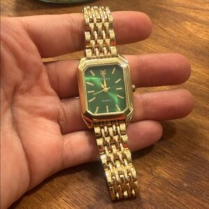 Gold Watch with Green Dial